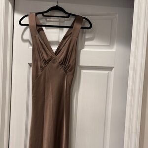 Elegant Strapless Tan Dress